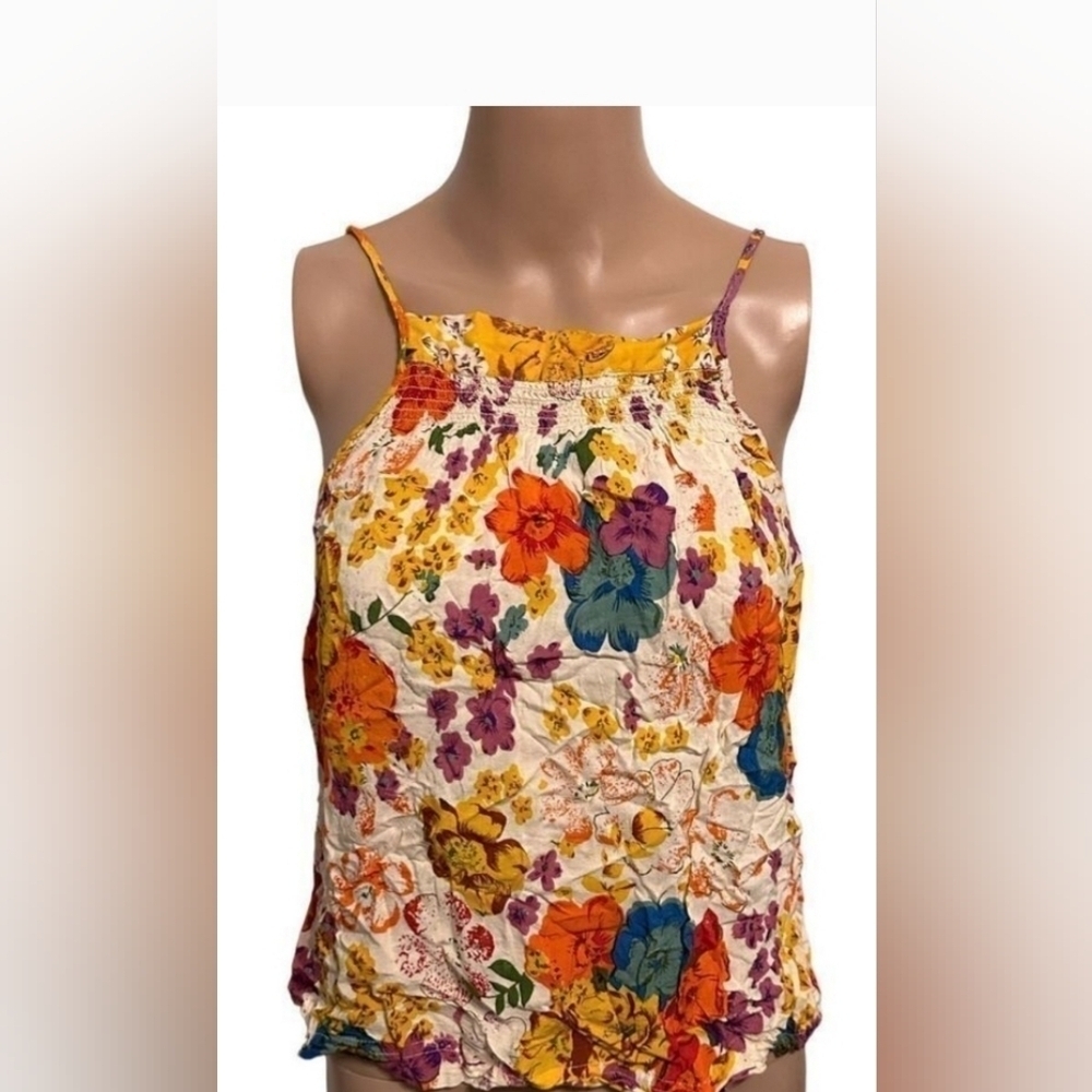 Anthropologie Lightweight Floral Spaghetti Strap Top Size S